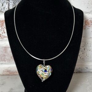 Multicolor Heart Pendant Necklace